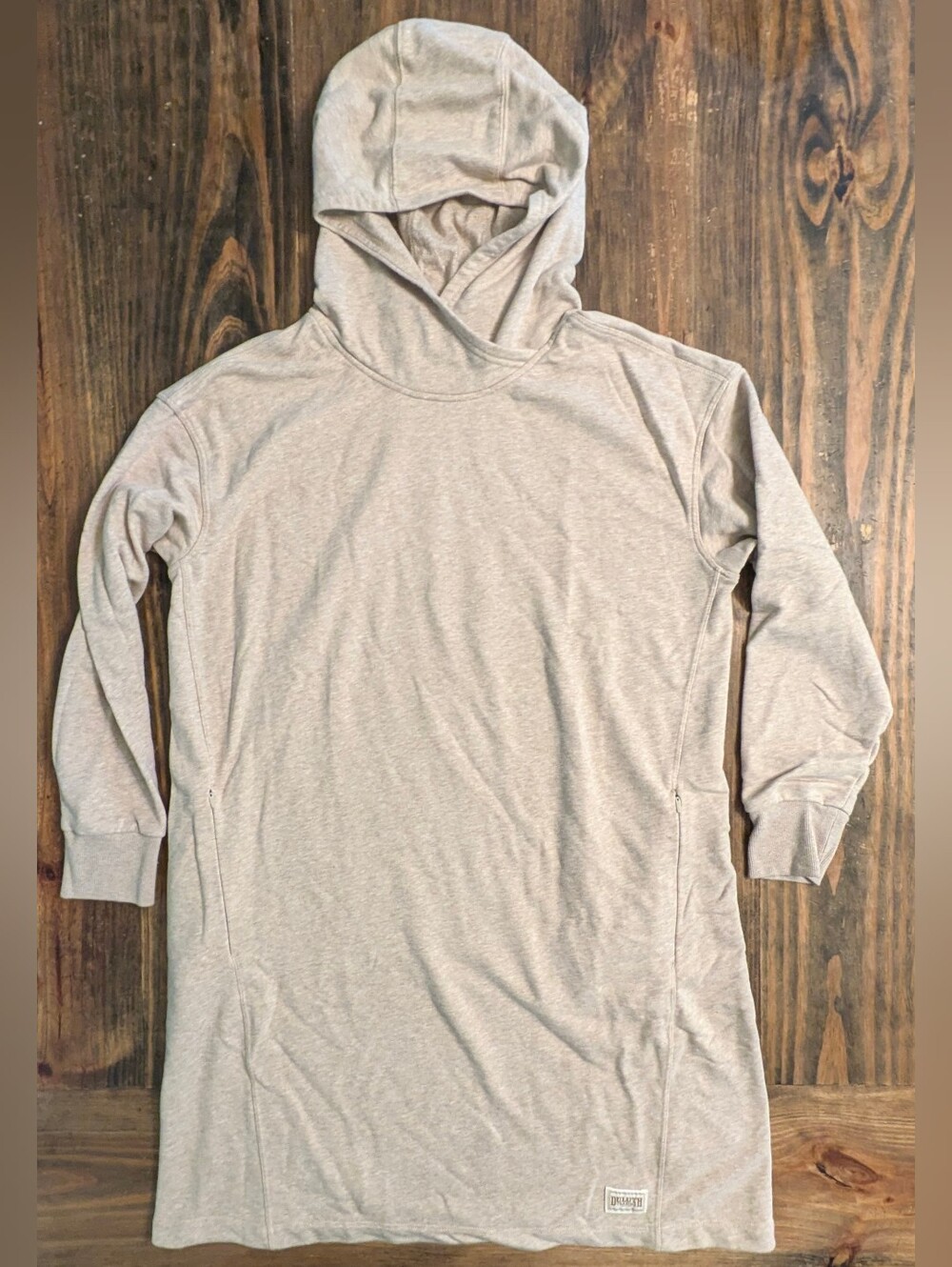 Duluth Trading Dress Tunic Hooded Sweatshirt Tan Large